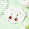 Brass Natural Carnelian Dangle Earrings EJEW-JE06588-02-1