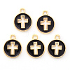 Light Gold Plated Alloy Enamel Pendants ENAM-R136-18E-1