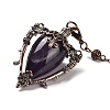 Natural Amethyst Triangle Dowsing Pendulum Pendants G-G022-01R-01-3