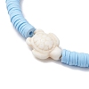 2Pcs Flat Round Handmade Polymer Clay Heishi Beaded Stretch Bracelets BJEW-JB11802-5