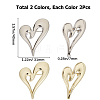 CRASPIRE 4Pcs 2 Colors Alloy Heart Brooch Pin JEWB-CP0001-11-2
