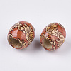 Printed Natural Wood Large Hole Beads WOOD-R251-01A-LF-2
