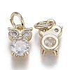 Brass Micro Pave Clear Cubic Zirconia Pendants ZIRC-Z003-03G-3