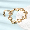 304 Stainless Steel Crystal Rhinestone Flat Round Link Chain Bracelets SA-CBAF6AD-10G-1