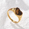 Heart Natural Tiger Eye Finger Rings RJEW-D303-01G-01-4