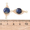 Natural Lapis Lazuli Faceted Hexagonal Cut Flat Round Links Connector Charms with Copper Herringbone Wire-Wrapped KK-Z152-07G-02-3