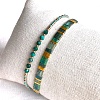 2Pcs 2 Styles Natural Fuchsite & Glass & Iron Braided Bead Bracelet Sets VQ5564-3