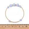 Natural Blue Lace Agate Round Graduated Beaded Brass Cuff Bangles BJEW-JB14463-02-4