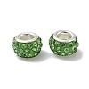 Polymer Clay Rhinestone European Large Hole Beads with Silver Color Plated Brass Cores FPDL-R002-11-3
