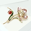 Lotus & Ladybug Enamel Pins JEWB-B035-03G-2