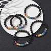 Colorful Dyed Natural Lava Rock Beaded Stretch Bracelets BJEW-JB09684-2