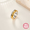 Two Tone 925 Sterling Silver Grooved Finger Rings KZ3261-3-1