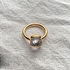 Square 304 Stainless Steel with Glass Finger Rings FS-WG8AAFA-14-1