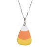 Halloween Acrylic Candy Corn Pendant Necklaces NJEW-JN04888-2