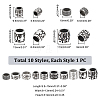   10Pcs 10 Style 304 Stainless Steel European Beads STAS-PH0004-50-2