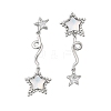 Star Brass Clear Cubic Zirconia Stud Earrings EJEW-D301-01P-4