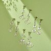 304 Stainless Steel Flower Long Dangle Stud Earrings for Women EJEW-JE05006-2