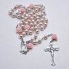 Round & Rose Imitation Pearl Rosary Bead Necklaces WG518F3-05-1