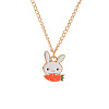 Alloy Enamel Cute Rabbit Bunny with Carrot Pendant Twisted Chain Necklaces for Women FS-WG5F625-03-1