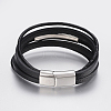 Men's Braided Microfiber Cord Multi-strand Bracelets BJEW-P198-06-1-2
