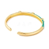 Real 18K Gold Plated Brass Enamel Evil Eye Open Cuff Bangles for Women BJEW-S147-14G-A-3