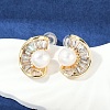 C-Shaped Brass Clear Cubic Zirconia Stud Earrings KK-D301-14G-5