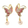 Natural Pearl Dangle Ear Studs EJEW-L099-11G-4