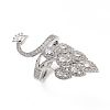 Clear Cubic Zirconia Peacock Adjustable Ring RJEW-L100-020P-3