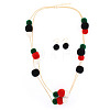 Christmas Polyester Pompom Ball Necklaces & Dangle Earring Sets FS-WG24699-08-1