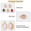 10Pcs 5 Colors Brass Micro Pave Cubic Zirconia Pendants KK-HS0015-57-4