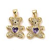 Brass Micro Pave Cubic Zirconia Pendants KK-K258-24C-G-RS-1