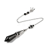 Natural Obsidian Cone Dowsing Pendulum Big Pointed Pendants AJEW-Z041-01C-AS-3