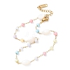Glass Round Beads & Natural Shell Barrel Beads Link Bracelets BJEW-G774-03G-4