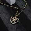 Brass Micro Pave Clear Cubic Zirconia Butterfly Heart Pendant Necklaces for Women NJEW-S438-07D-G-2