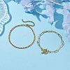 2Pcs 2 Styles Brass Twist Chain Bracelets and Paperclip Chain Bracelets for Women Men BJEW-JB10593-2