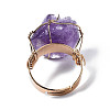 Adjustable Natural Amethyst Finger Rings RJEW-T019-02F-KC-3