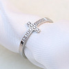 Cross Stainless Steel Micro Pave Clear Cubic Zirconia Finger Rings for Women FS-WG88B59-02-3