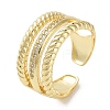 Rack Plating Brass Pave Clear Cubic Zirconia OPen Cuff Rings RJEW-M172-16G-1