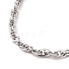 304 Stainless Steel Rope Chain Bracelet for Men Women BJEW-E031-12P-01-2