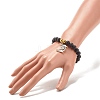 Natural Lava Rock Round Beaded Stretch Bracelet with Halloween Alloy Enamel Charm BJEW-JB08012-3