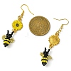 Woven Bees Glass Dangle Earrings EJEW-MZ00232-3