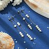 Natural Pearl Beaded Tassel Dangle Stud Earrings EJEW-JE05514-02-2