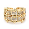 Rack Plating Brass Pave Clear Cubic Zirconia Open Cuff Rings RJEW-M172-09G-2