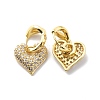 Clear Cubic Zirconia Heart Dangle Hoop Earrings EJEW-G333-01G-2