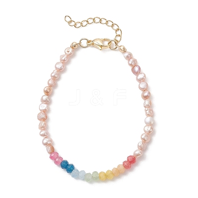 Chakra Natural Malaysia Jade & Pearl Beaded Bracelets for Women BJEW-JB13077-1