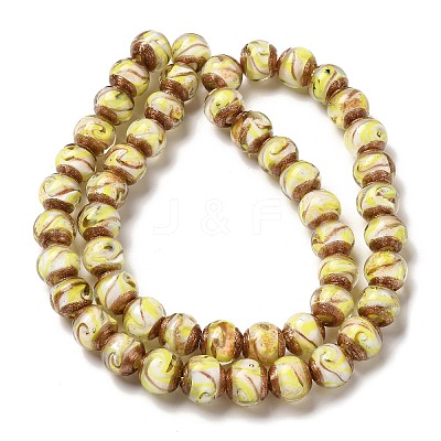 Gold Sand Lampwork Beads Strands LAMP-E036-06B-1