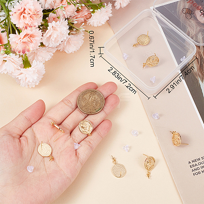 10Pcs Brass Stud Earring Findings KK-BBC0009-25-1
