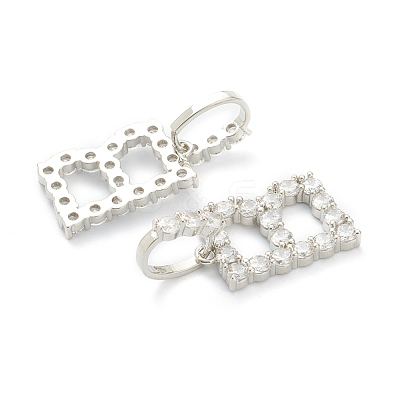 Brass Micro Pave Clear Cubic Zirconia Pendants ZIRC-J039-18P-B-1