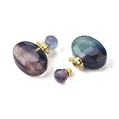 Natural Fluorite Perfume Bottle Pendants G-L623-07G-02-1