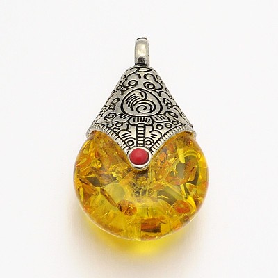 Teardrop Tibetan Style Pendants X-TIBEP-N007-01-1